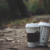Starbucks drinks on autumn leaves